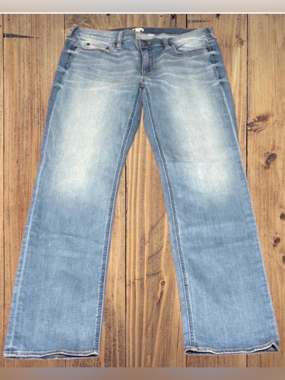 J Crew Straight Leg Jeans Denim Stretch Size 33 R